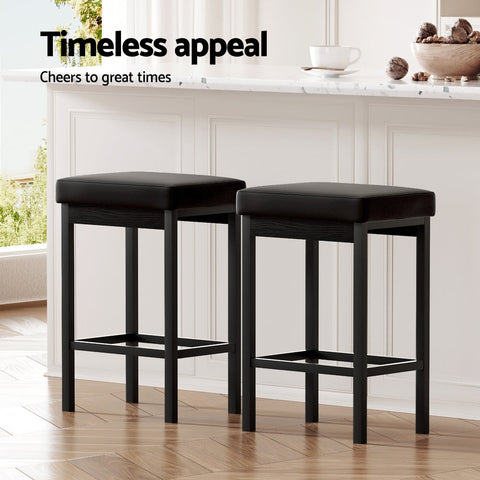 A Set of 4 Artiss Metal Bar Stools PU Seat Dining Counter Chairs Chez Guru