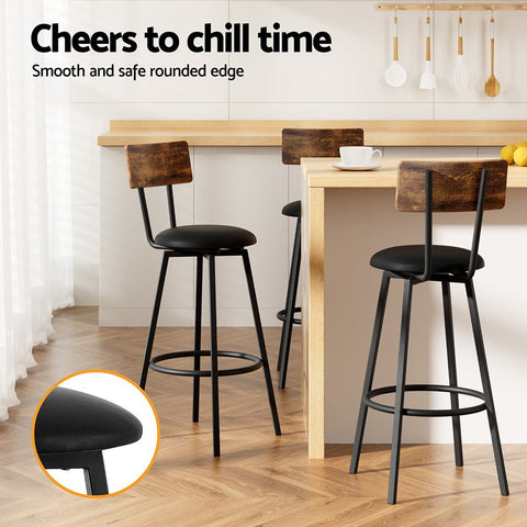 Artiss 4X Industrial Bar Stools Upholstered Counter Chairs Steel Frame Anti-Scratch