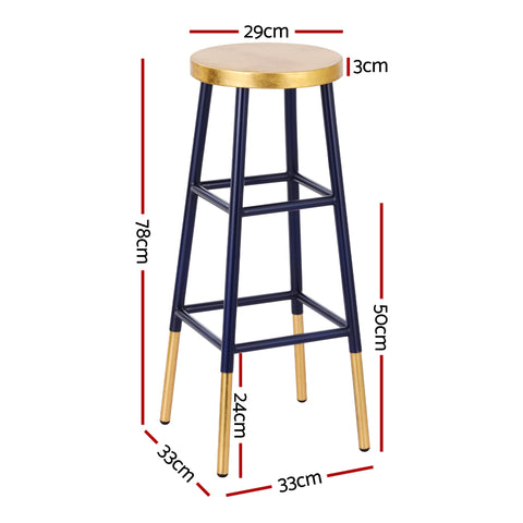 Artiss 4x Bar Stools Metal Gold Navy