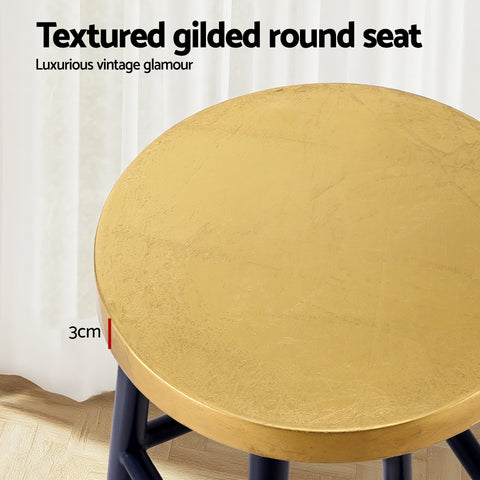 Artiss 4x Bar Stools Metal Gold Navy