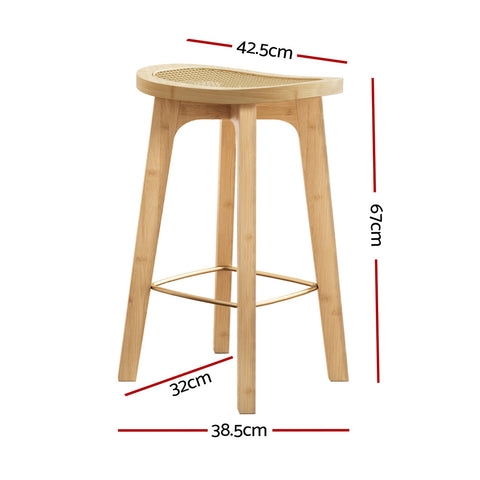 Artiss 2x Bar Stools Bamboo Rattan Stool Counter Chair Kitchen Barstools