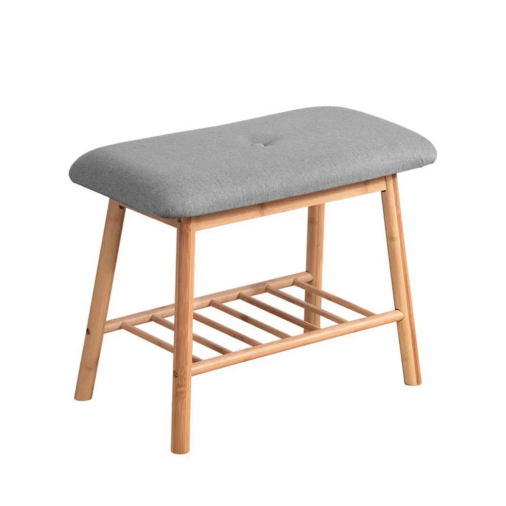Artiss Shoe Rack Shoe Bench Fabric Seat 2 Pairs Chez Guru