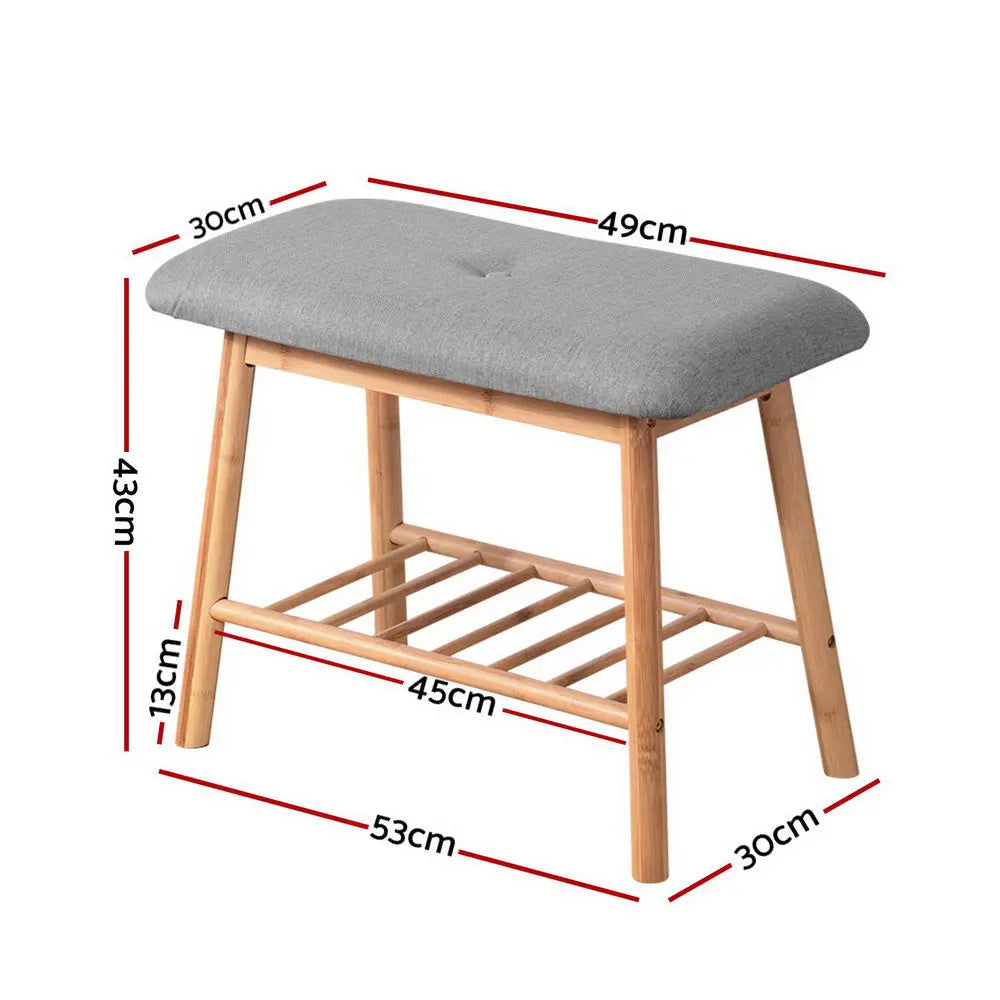 Artiss Shoe Rack Shoe Bench Fabric Seat 2 Pairs Chez Guru