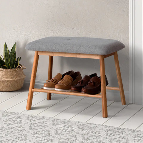 Artiss Shoe Rack Shoe Bench Fabric Seat 2 Pairs Chez Guru