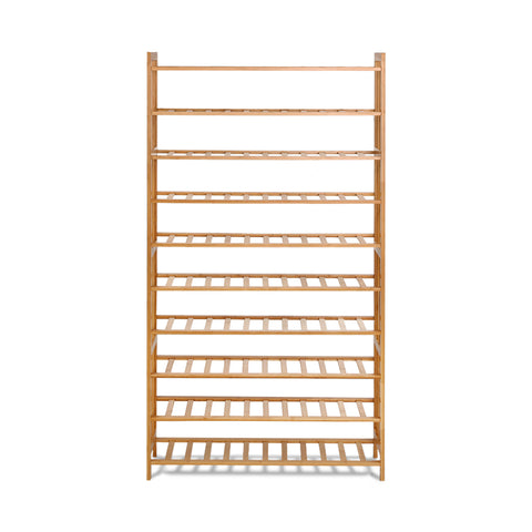 Artiss Shoe Rack Cabinet Bamboo 10-tier 50 Pairs