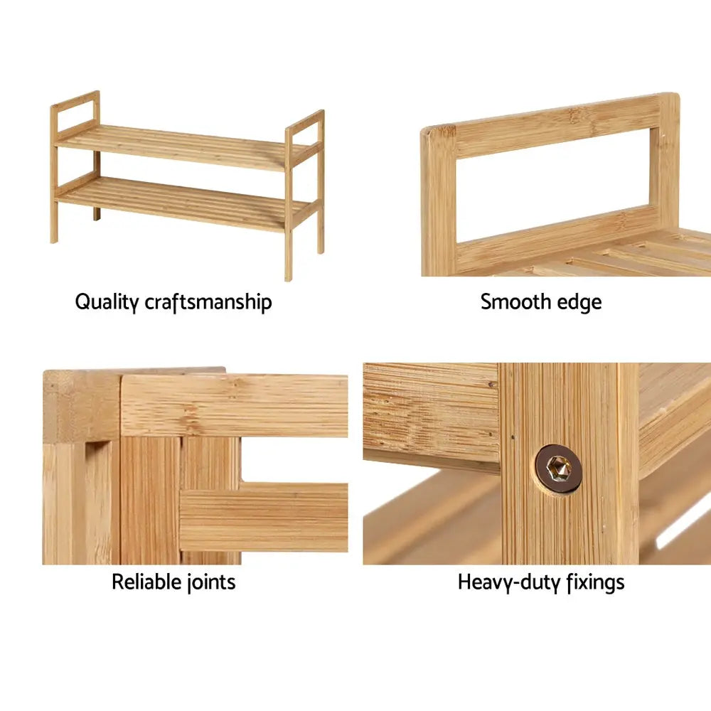 Artiss Shoe Rack Cabinet Bamboo Storage Organiser Pine Chez Guru