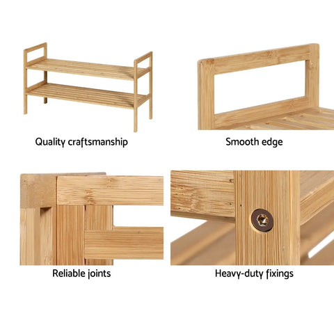 Artiss Shoe Rack Cabinet Bamboo Storage Organiser Pine Chez Guru