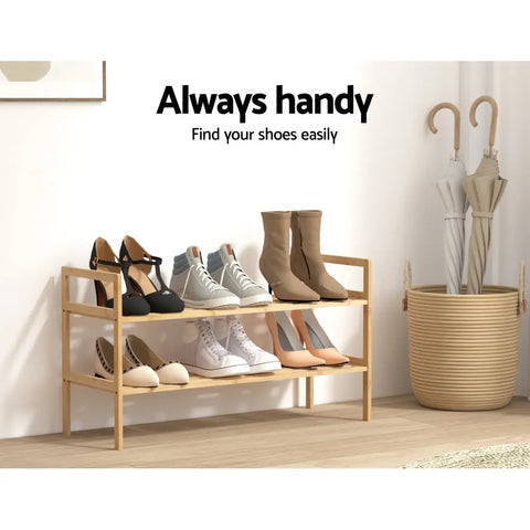 Artiss Shoe Rack Cabinet Bamboo Storage Organiser Pine Chez Guru