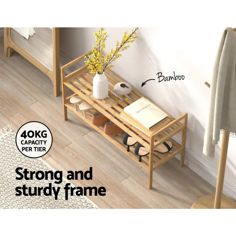Artiss Shoe Rack Cabinet Bamboo Storage Organiser Pine Chez Guru