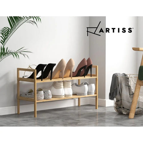 Artiss Shoe Rack Cabinet Bamboo Storage Organiser Pine Chez Guru
