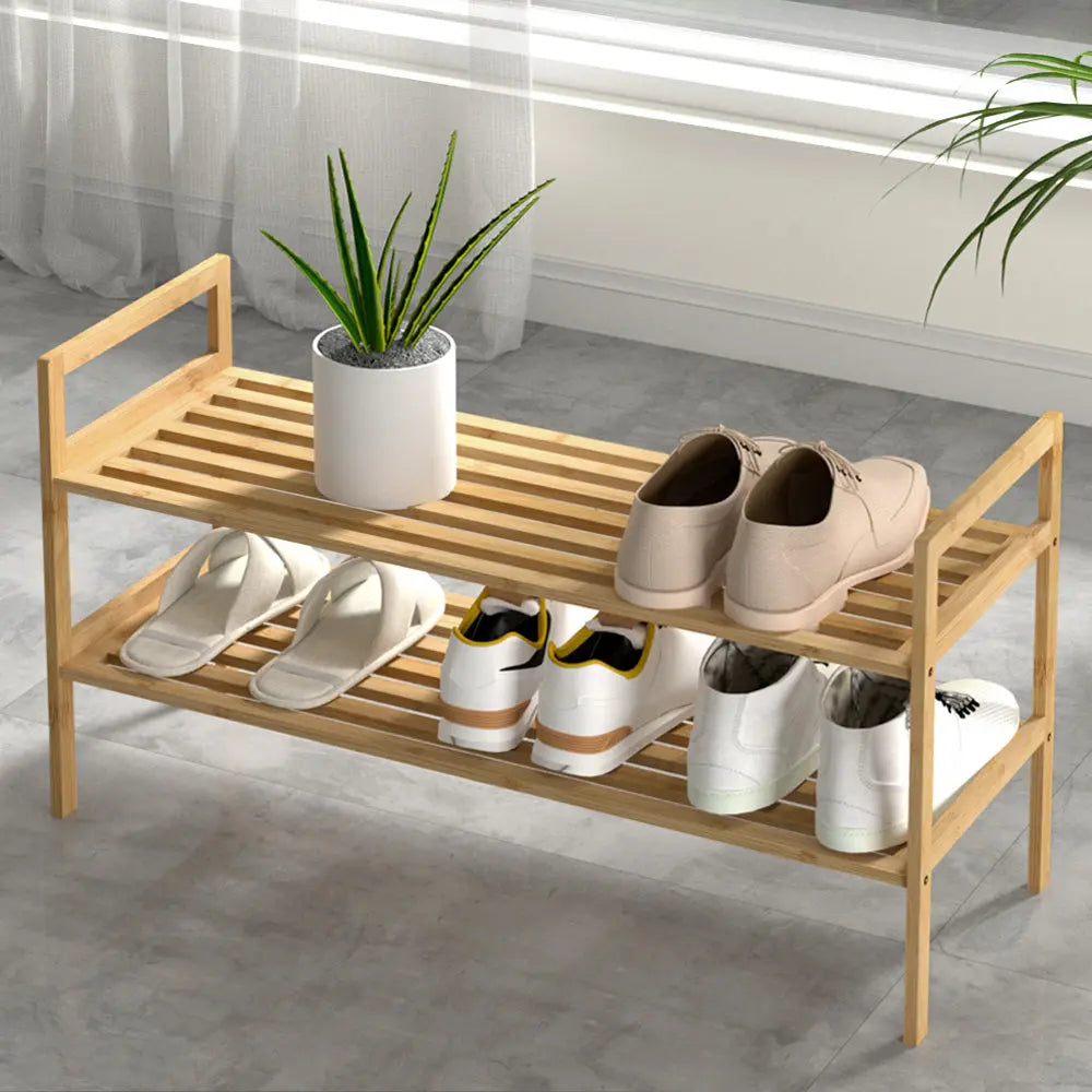 Artiss Shoe Rack Cabinet Bamboo Storage Organiser Pine Chez Guru