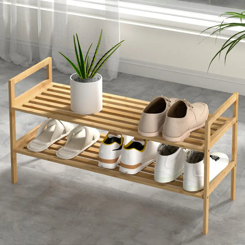 Artiss Shoe Rack Cabinet Bamboo Storage Organiser Pine Chez Guru