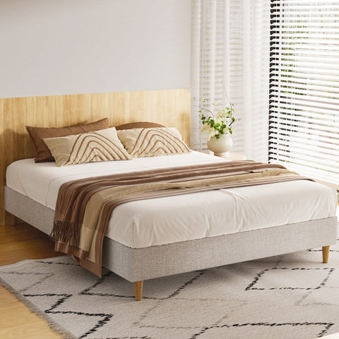 Artiss Bed Frame Double Size Beige ZORA Chez Guru