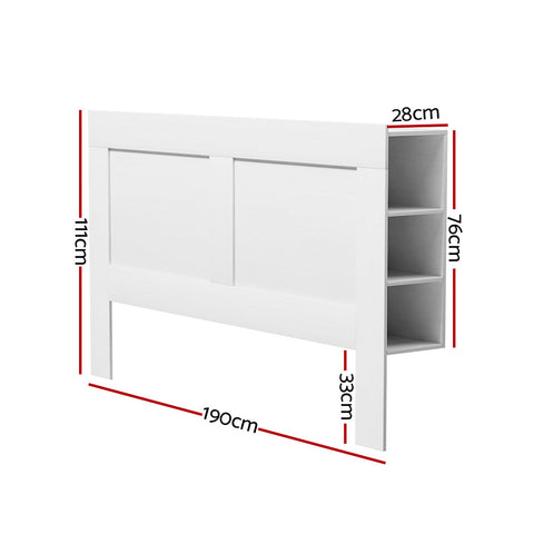 Artiss Bed Head Headboard King with Shelves - CABI White Chez Guru