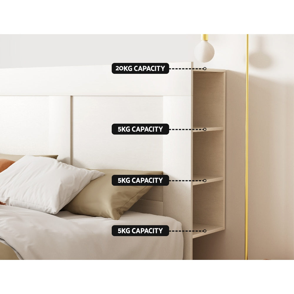 Artiss Bed Head Headboard King with Shelves - CABI White Chez Guru