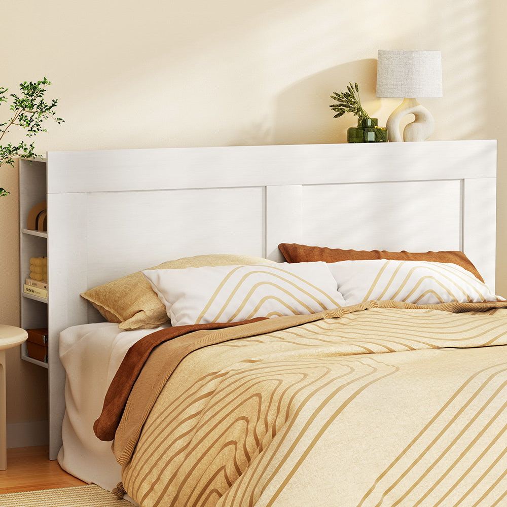 Artiss Bed Head Headboard King with Shelves - CABI White Chez Guru
