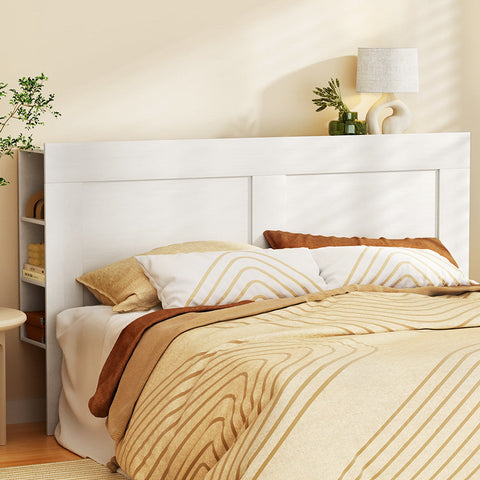 Artiss Bed Head Headboard King with Shelves - CABI White Chez Guru