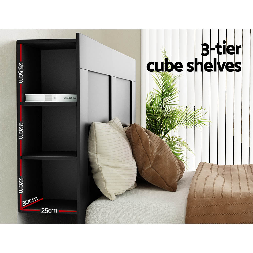 Artiss Bed Head Headboard Queen with Shelves - CABI Black Chez Guru
