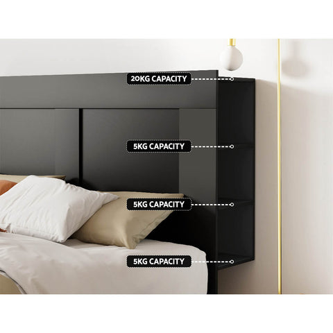 Artiss Bed Head Headboard Queen with Shelves - CABI Black Chez Guru