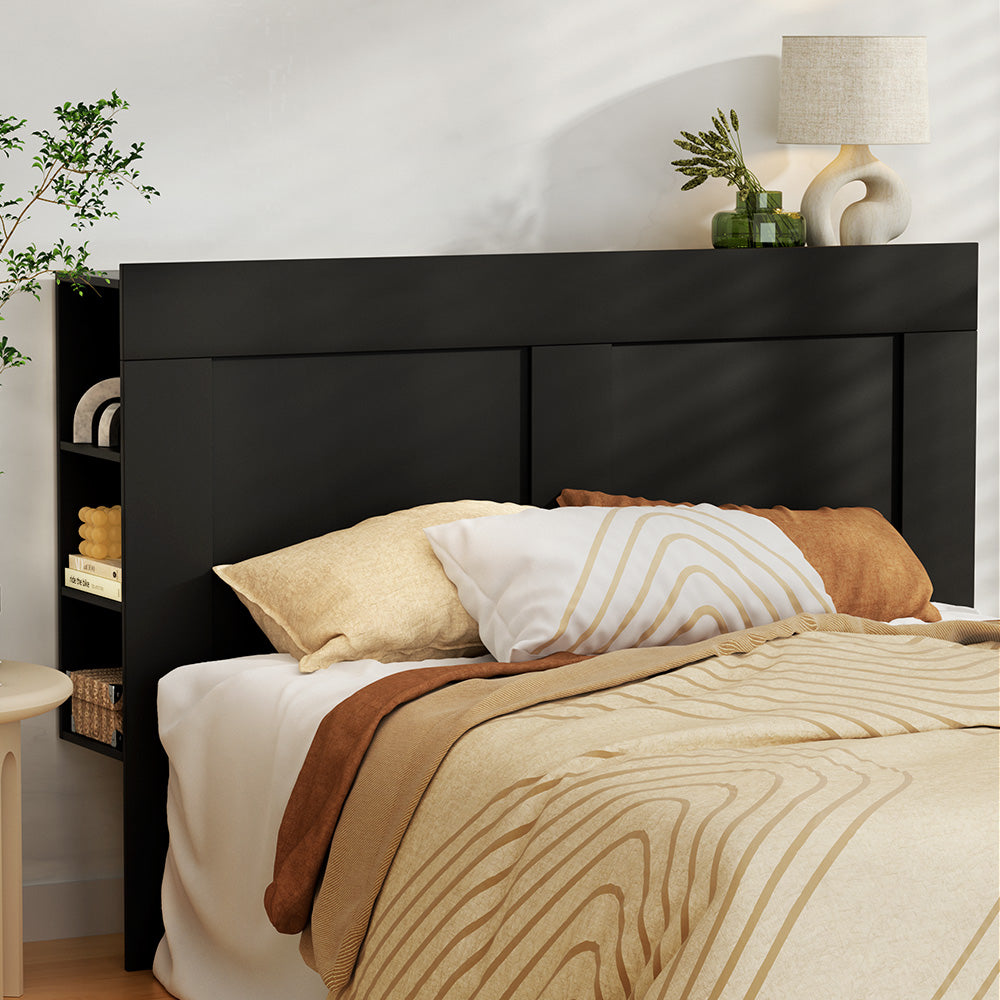 Artiss Bed Head Headboard Queen with Shelves - CABI Black Chez Guru