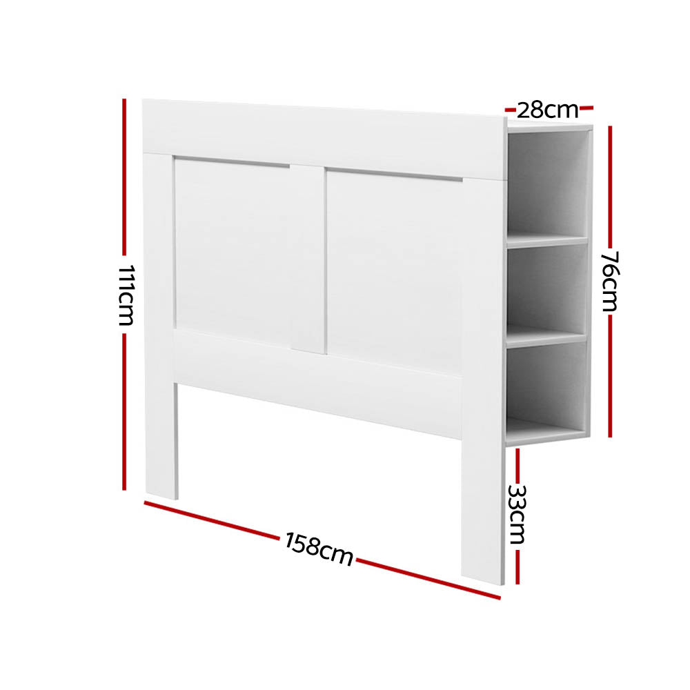 Artiss Bed Head Headboard Queen with Shelves - CABI White Chez Guru