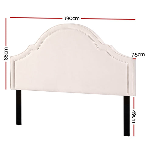 Artiss Bed Frame Bed Head Headboard King Velvet IRIS Beige Chez Guru