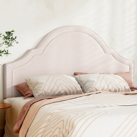 Artiss Bed Frame Bed Head Headboard King Velvet IRIS Beige Chez Guru