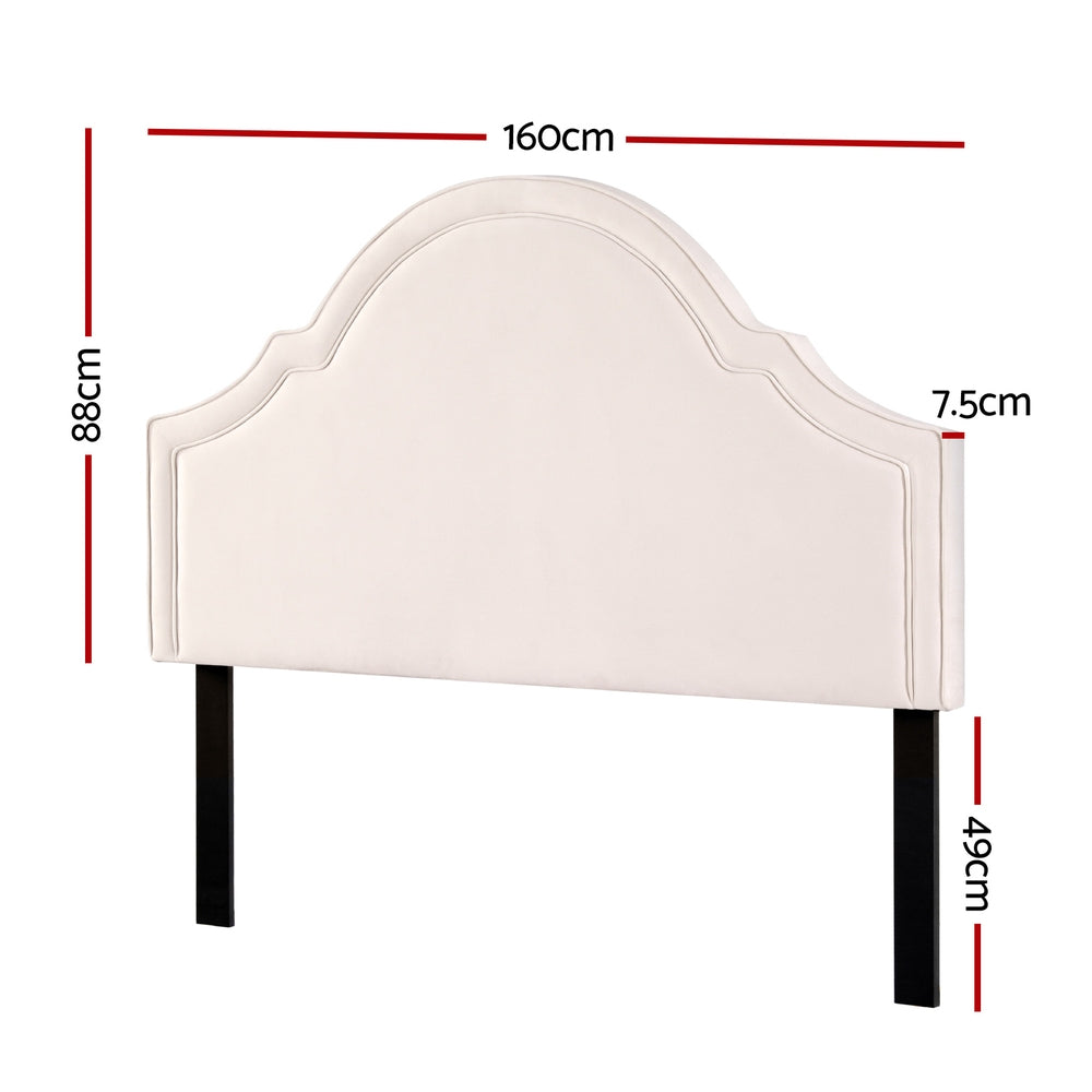 Artiss Bed Frame Bed Head Headboard Queen Velvet IRIS Beige Chez Guru