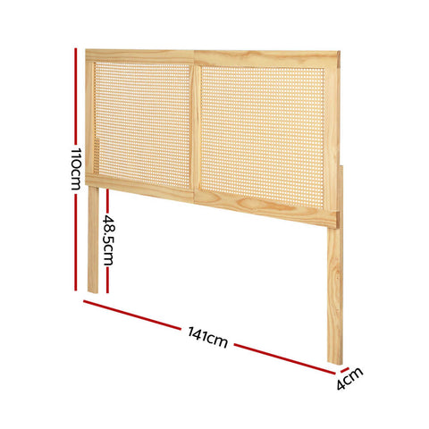 Artiss Bed Head Headboard Double Rattan - RIBO Pine Chez Guru