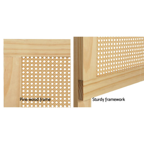 Artiss Bed Head Headboard Double Rattan - RIBO Pine Chez Guru