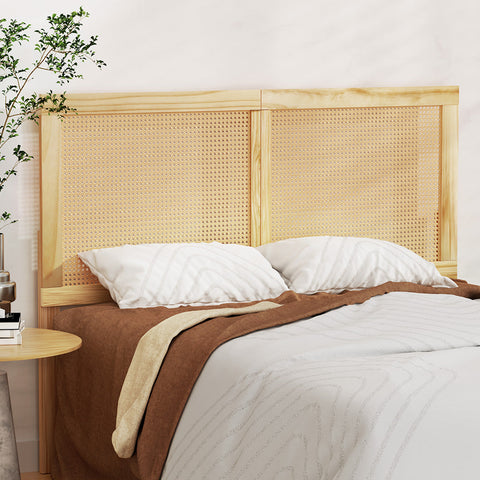 Artiss Bed Head Headboard Double Rattan - RIBO Pine Chez Guru