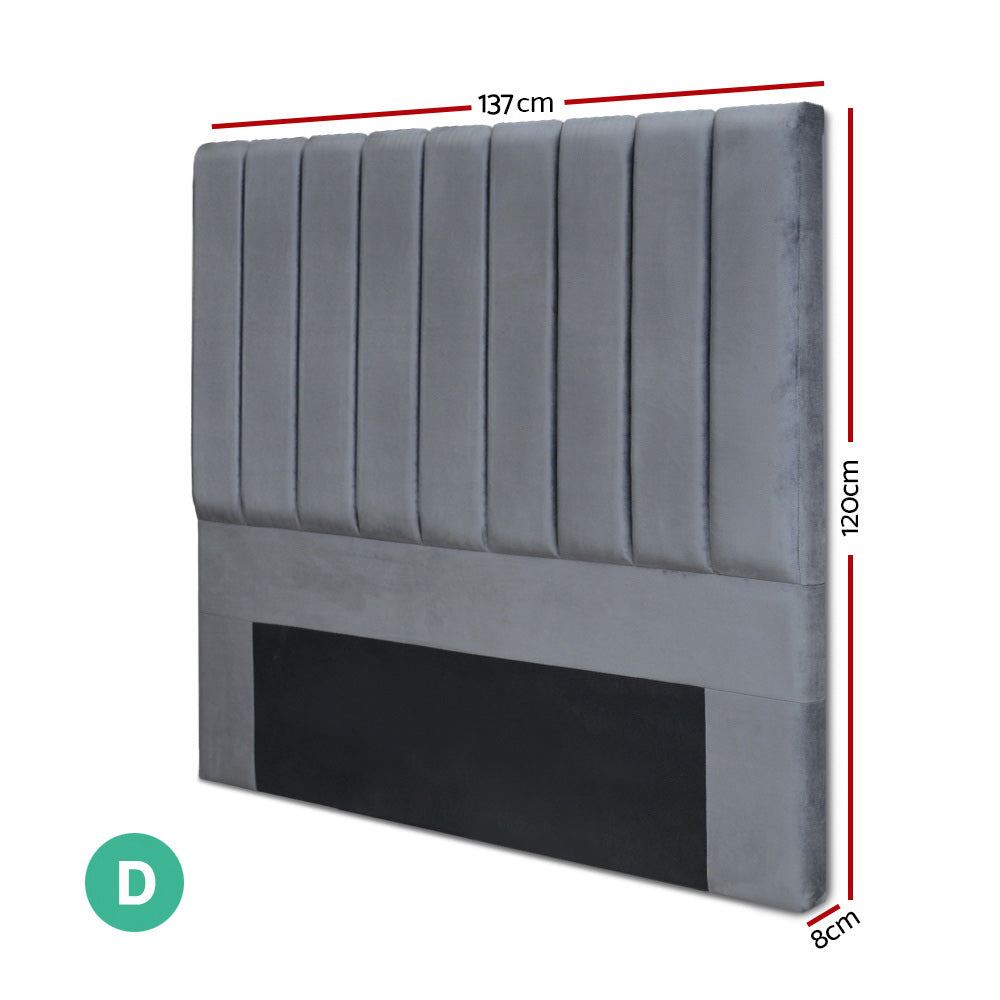 Artiss Bed Head Headboard Double Velvet - VELA Grey Chez Guru