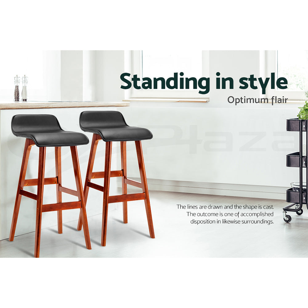 Artiss 4x Bar Stools Wooden Stool Black Chez Guru