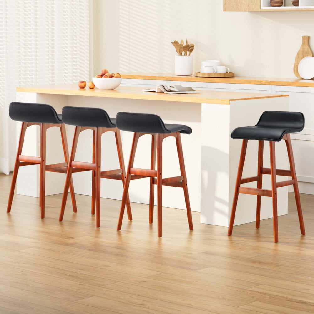 Artiss 4x Bar Stools Wooden Stool Black Chez Guru