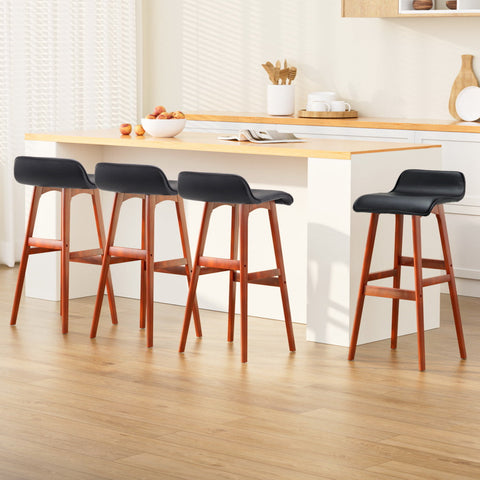 Artiss 4x Bar Stools Wooden Stool Black Chez Guru