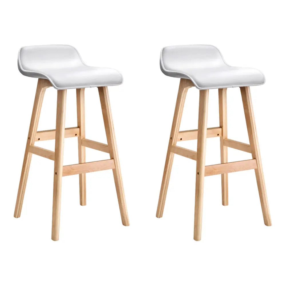 Artiss 2x Bar Stools Wooden Stool White - Chez Guru