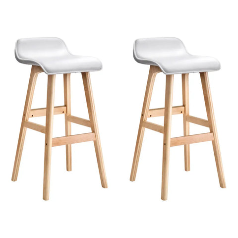 Artiss 2x Bar Stools Wooden Stool White - Chez Guru