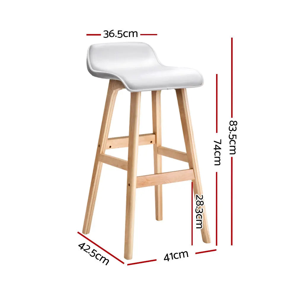 Artiss 2x Bar Stools Wooden Stool White - Chez Guru