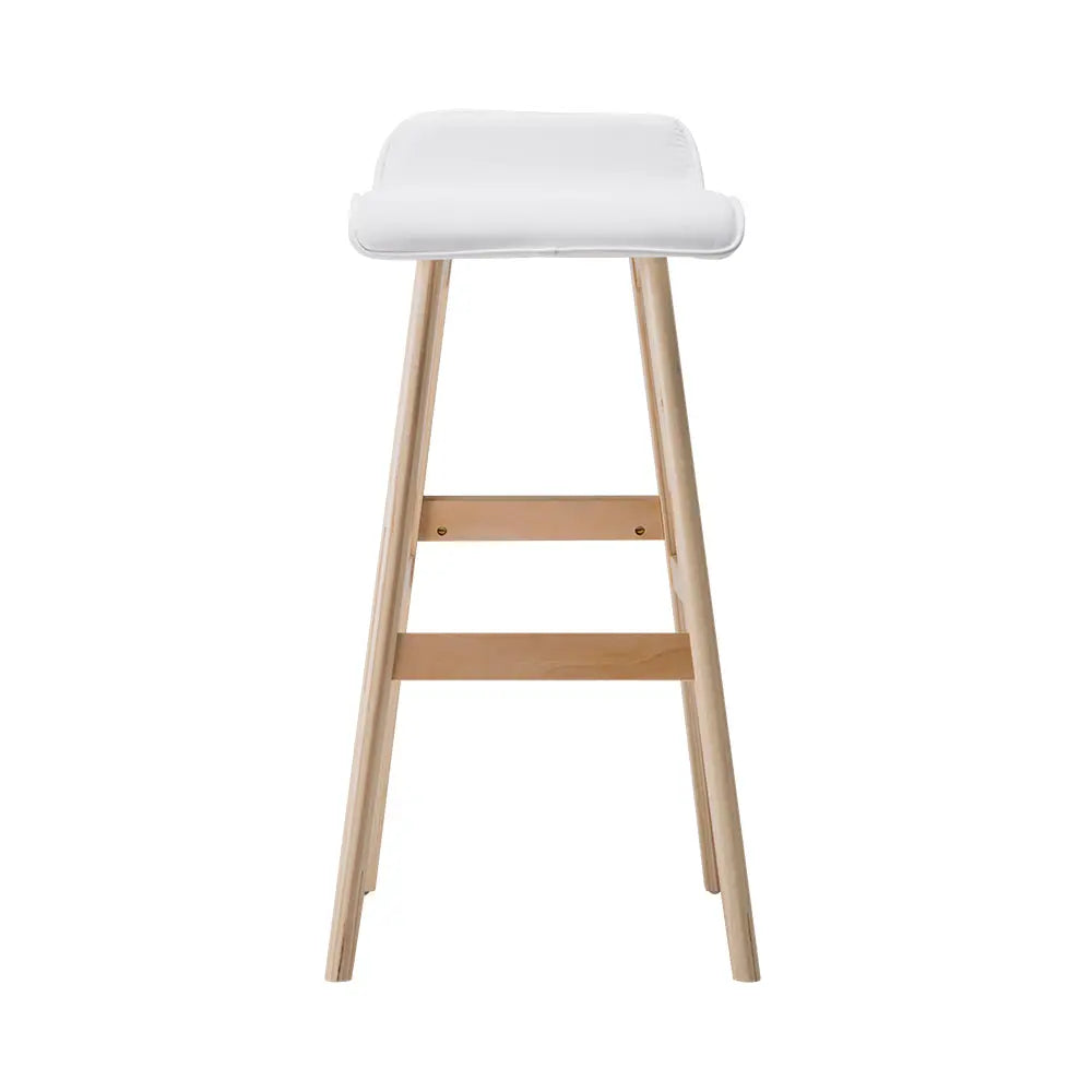 Artiss 2x Bar Stools Wooden Stool White - Chez Guru