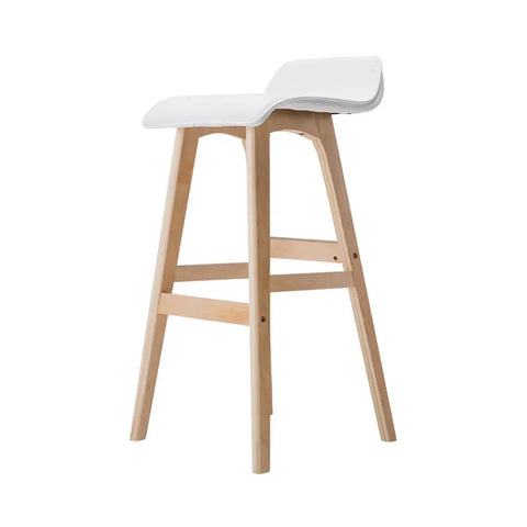 Artiss 2x Bar Stools Wooden Stool White - Chez Guru