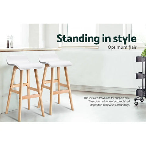 Artiss 2x Bar Stools Wooden Stool White - Chez Guru