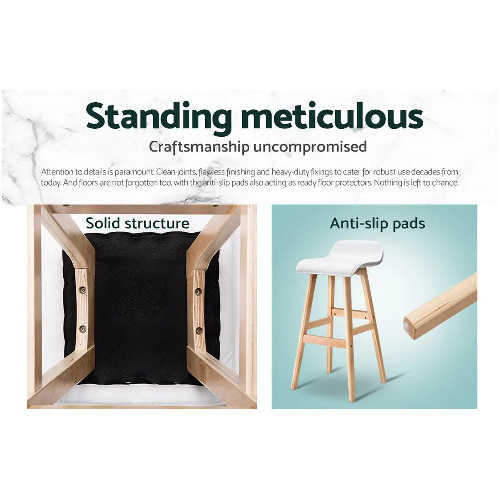 Artiss 2x Bar Stools Wooden Stool White - Chez Guru