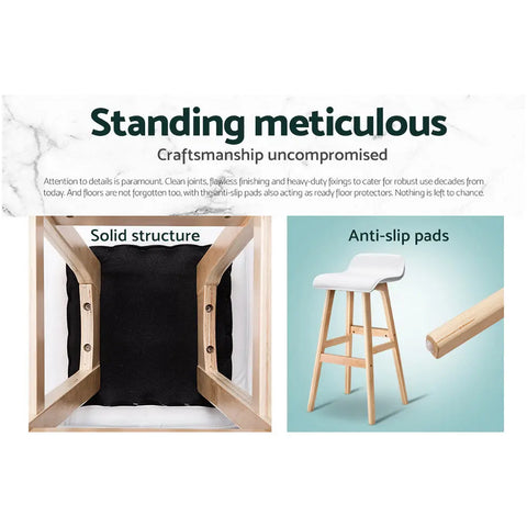 Artiss 2x Bar Stools Wooden Stool White - Chez Guru