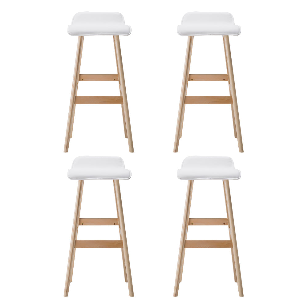 Artiss 4x Bar Stools Wooden Stool White Chez Guru