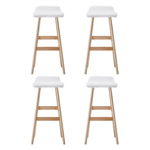 Artiss 4x Bar Stools Wooden Stool White Chez Guru