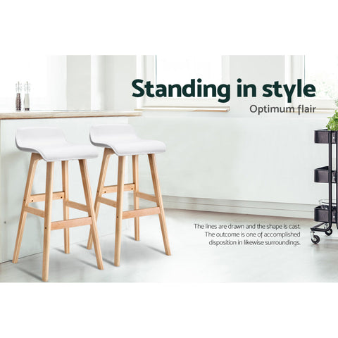 Artiss 4x Bar Stools Wooden Stool White Chez Guru