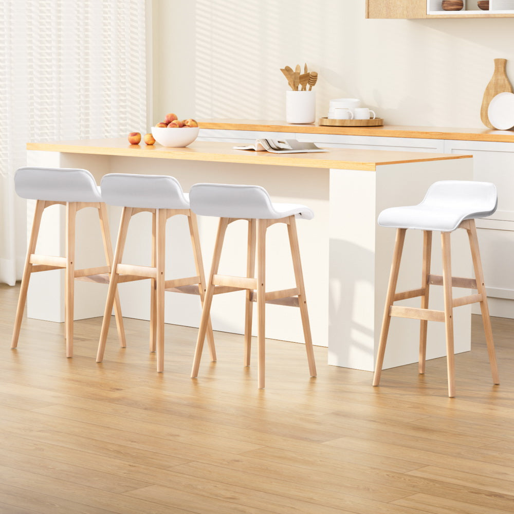 Artiss 4x Bar Stools Wooden Stool White Chez Guru