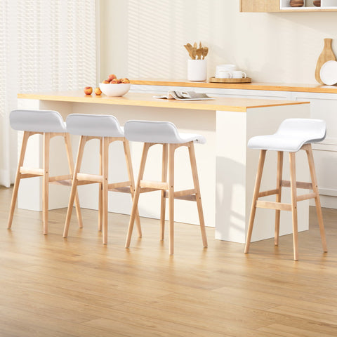 Artiss 4x Bar Stools Wooden Stool White Chez Guru