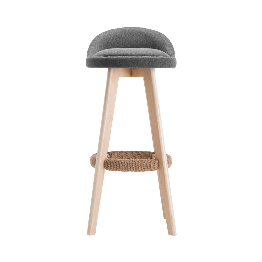 Artiss 2x Bar Stools Padded Linen Wooden Grey Chez Guru