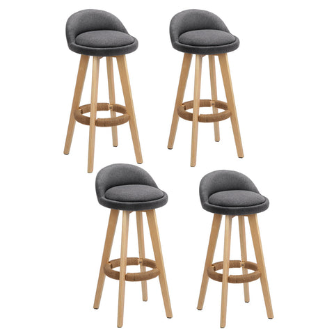 Artiss 4x Bar Stools Padded Linen Wooden Grey Chez Guru